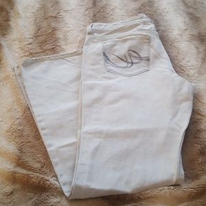 Express X2 slim low rise flare bleached jeans 12